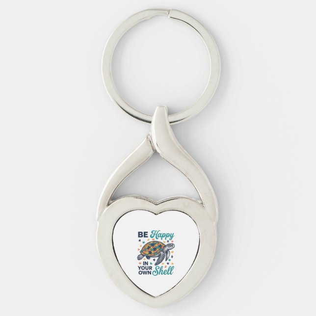 Be Happy In Your Own Shell Turtle Shirt Design_1 Key Ring (Front)