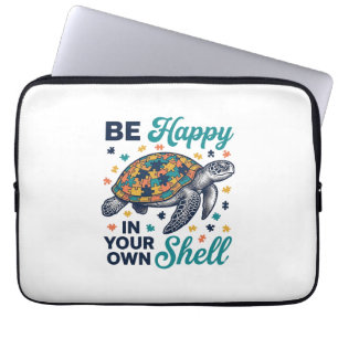 Be Happy In Your Own Shell Turtle Shirt Design_1 Laptop Sleeve