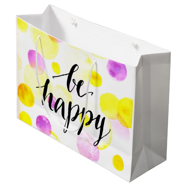 Be Happy Large Gift Bag (Front Angled)
