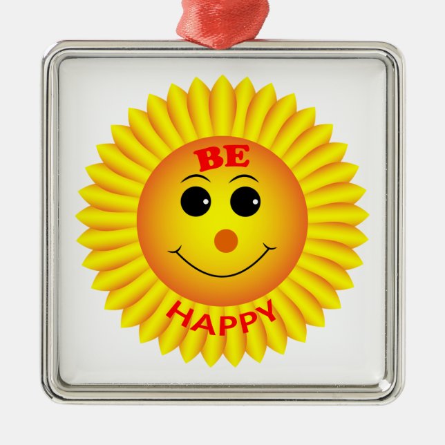 Be Happy Metal Tree Decoration (Front)