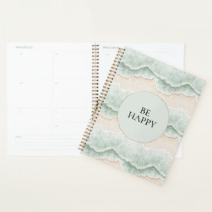 Be Happy Mint Circle Beach Aqua Waves Planner