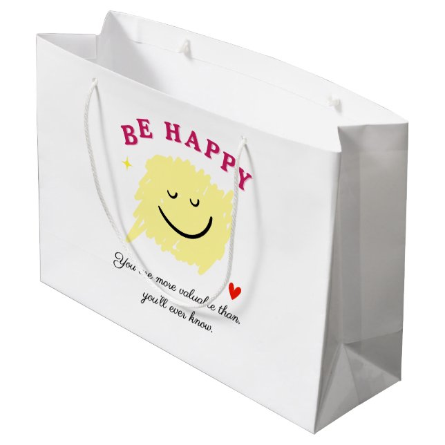 Be Happy – Motivational Gift Bag | Uplifting Quote (Back Angled)