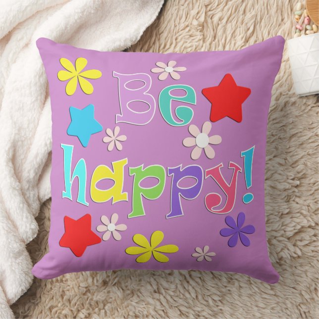 Be happy! , multicolored cushion (Blanket)