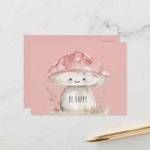 Be Happy Mushroom Postcard