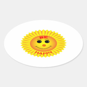 Be Happy Oval Sticker