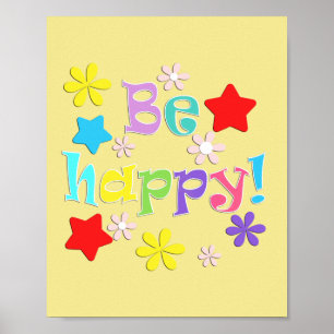 Be happy! paper cup poster