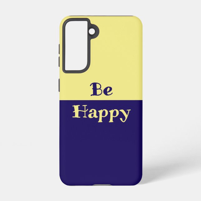 Be Happy Phone Case (Butter Yellow & Navy Blue) (Back)