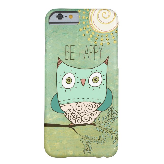 Be Happy Retro Bohemian Owl Case-Mate iPhone Case (Back)