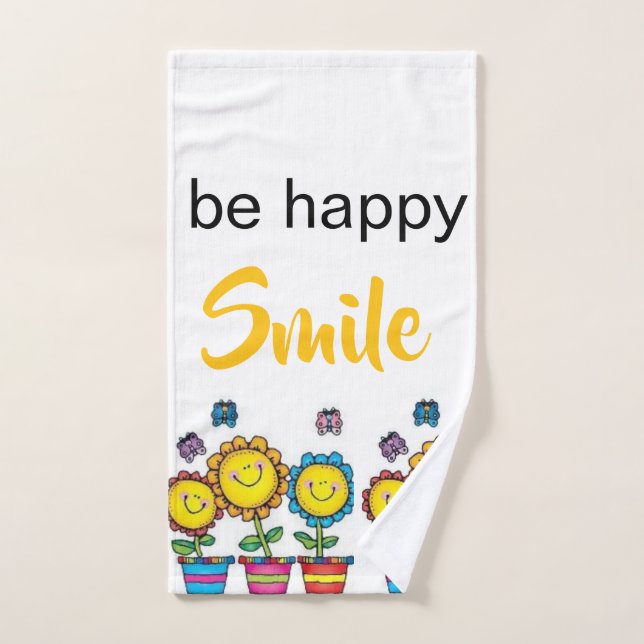 Be Happy Smile Sunflowers Bathroom Towel Sets (Hand Towel)