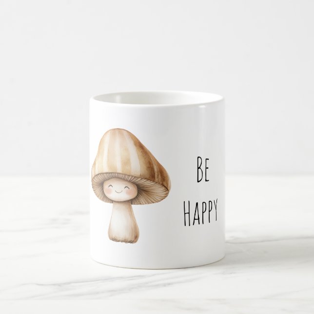 Be Happy Smiling Mushroom Coffee Mug (Center)