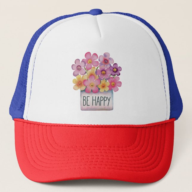 Be Happy Trucker Hat (Front)
