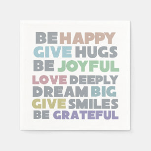 Be Happy Typography Napkin