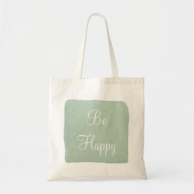 Be Happy Watercolor Tote Bag (Front)