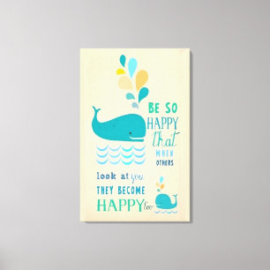 Be Happy Whale Canvas Print
