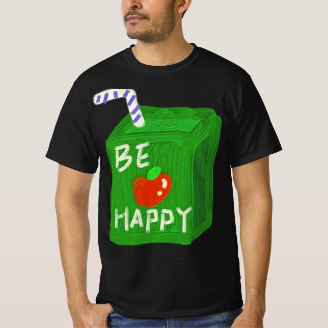 Be Happy With Apple Design T-shirts By Will Power (Front)