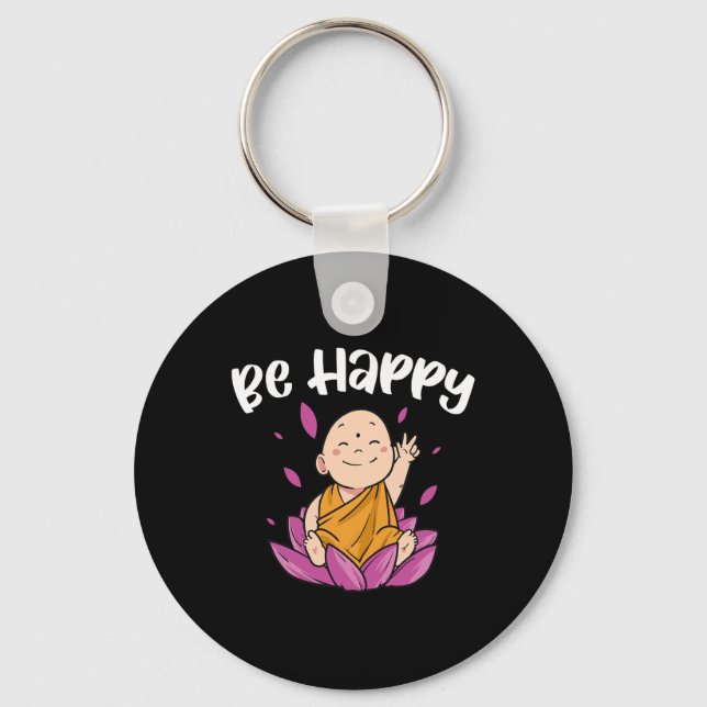 Be Happy Yoga  Key Ring (Front)