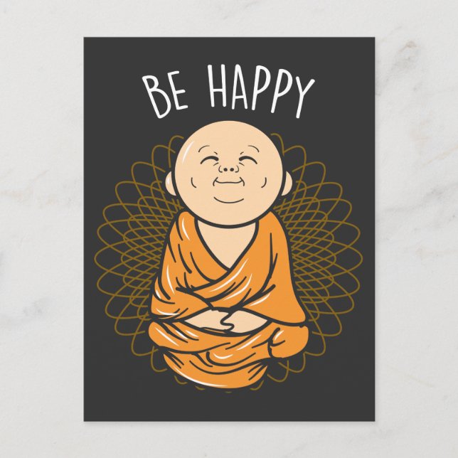 Be Happy Zen Little Buddha Mandala Buddhist Postcard (Front)