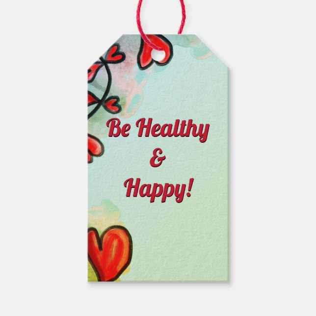 Be Healthy and Happy Sky Gift Tag (Front)