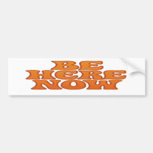 Be Here Now Retro Psychedelic Wavy Orange Letters Bumper Sticker