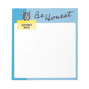 Be Honest Slate Blue Dog Holds Personal Message Notepad