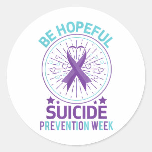 Be Hopeful Suicide Prevention Week Teal & Purp Classic Round Sticker