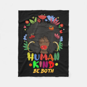 Be Human - Be Kind - Be Both - Inspirational Quote Fleece Blanket