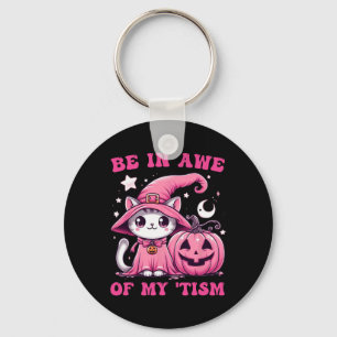 Be In Awe Of My tism Halloween Pink Cat Key Ring