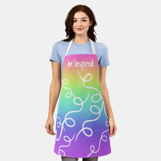 Be Inspired Rainbow Gradient Swirls Apron (Worn)