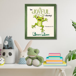 Be Joyful Always Bible Verse Frog Illustration Poster