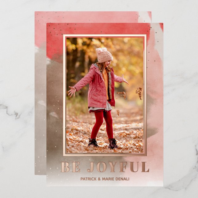 Be Joyful Christmas Photo Rose Gold (Front/Back)