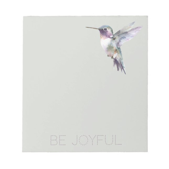 Be Joyful Green Purple Hummingbird Notepad (Front)