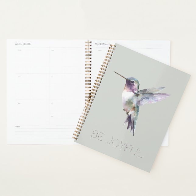 Be Joyful Green Purple Hummingbird Planner (Display)
