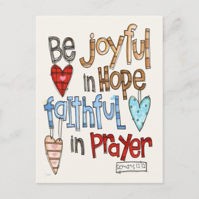 Be Joyful Primitive Font Illustrated Postcard (Front)