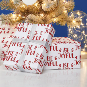 BE JOYFUL Text in Polka Dots Wrapping Paper