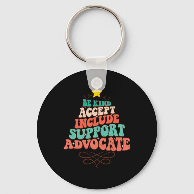 Be Kind Accept Include Support Christmas Special E Key Ring (Front)