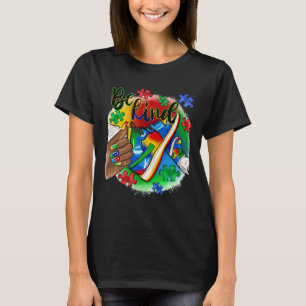 Be Kind Afro Sneaker Autism Awareness Day Support T-Shirt