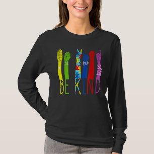Be Kind American Sign Language Hand Autism Awarene T-Shirt