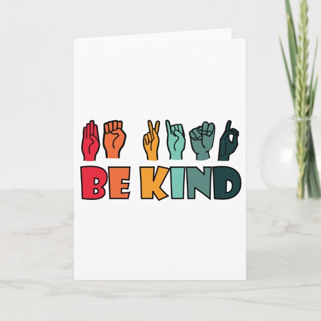 Be Kind ASL American Sign Language Card (Front)