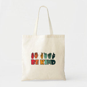Be Kind ASL American Sign Language Tote Bag