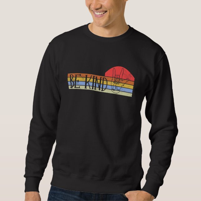 Be Kind Asl American Sign Language Vintage Sweatshirt (Front)