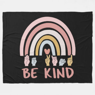 Be Kind ASL III - American Sign Language Fleece Blanket