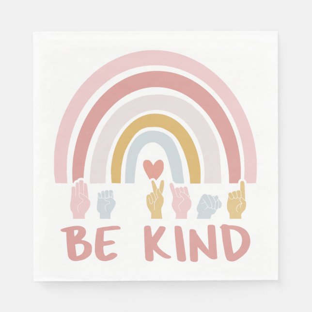 Be Kind ASL III - American Sign Language Napkin (Front)
