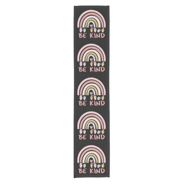 Be Kind ASL III - American Sign Language Short Table Runner (Front)