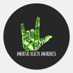 Be Kind Asl Love Sign Language Hand Mental Health  Classic Round Sticker