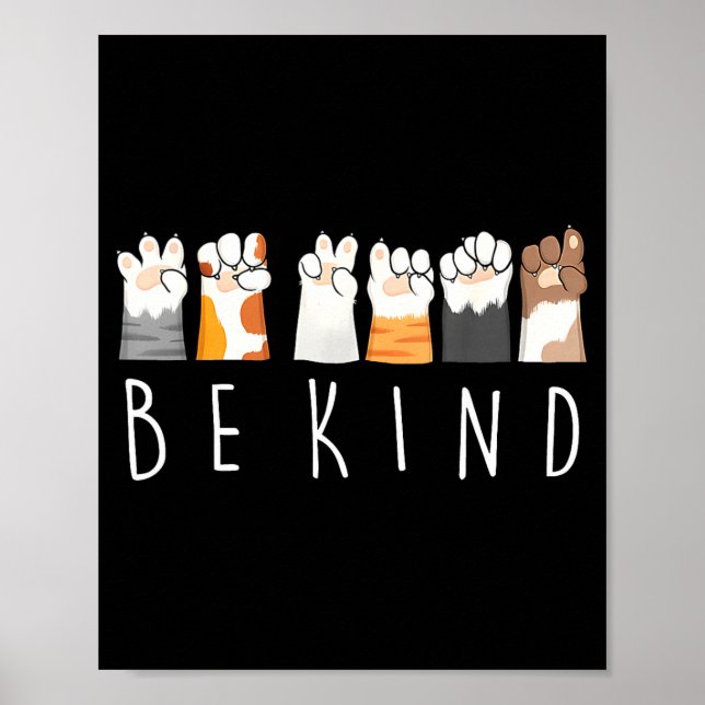 Be Kind Asl Sign Language Kindness Cat Paws Finger (Front)