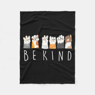 Be Kind Asl Sign Language Kindness Cat Paws Finger Fleece Blanket