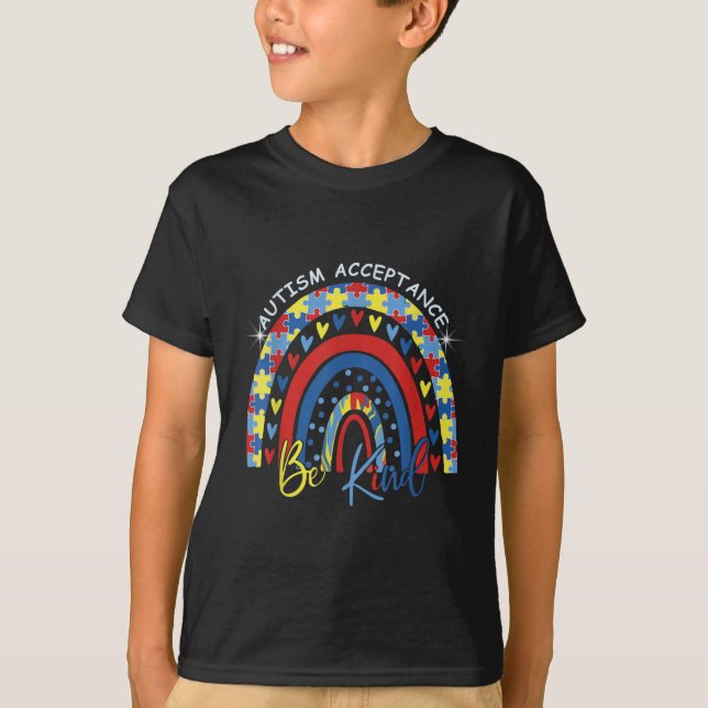 Be Kind Autism Awareness Acceptance Rainbow Choose T-Shirt (Front)