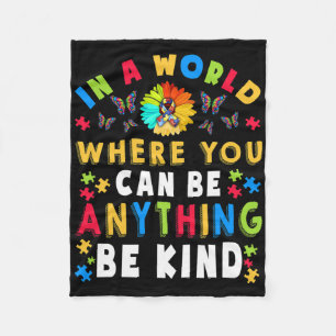 Be Kind Autism Awareness Asl Mum Teacher Kindness Fleece Blanket
