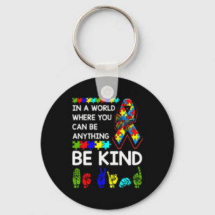 Be Kind Autism Awareness ASL Mum Teacher Kindness Key Ring