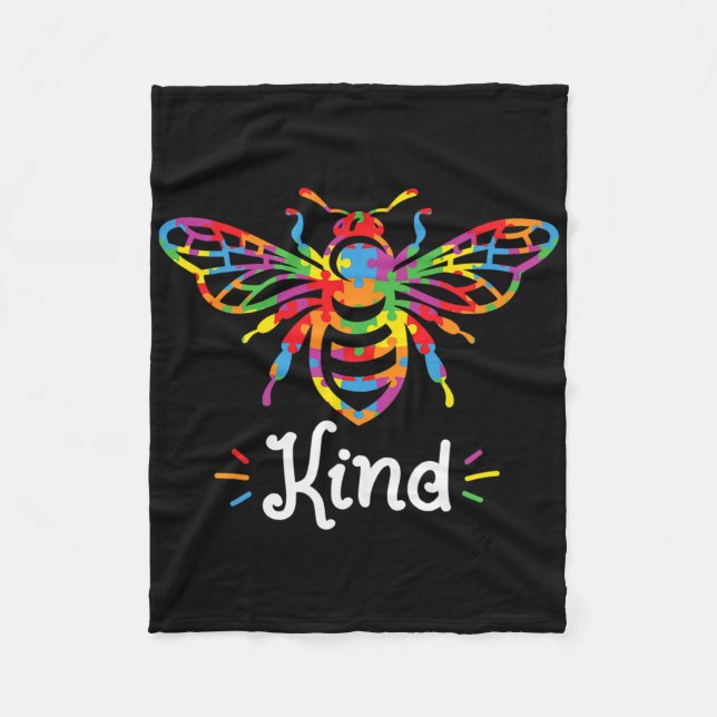 Be Kind Autism Awareness Autism Bee Kind  Fleece Blanket (Front)
